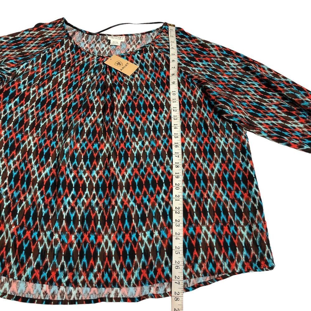 Ariat Top Womens XL Aztec Western Chevron Southwestern 3/4 Sleeve Blouse NWT - Picture 11 of 15